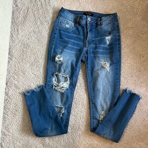 Refuge Distressed Blue Skinny Jeans